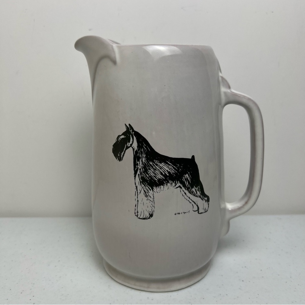 VTG Schnauzer Trophy Dog Show Pitcher Frankoma Reserve Winners Dog By Popowitz